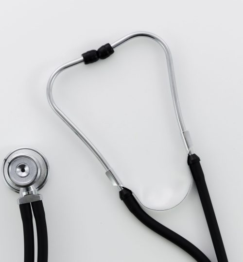 overhead-view-stethoscope-white-backdrop